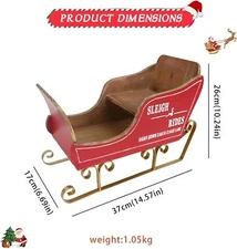 Wood Sleigh Christmas Santa Sleigh Basket Table Top Christmas Decorations 
