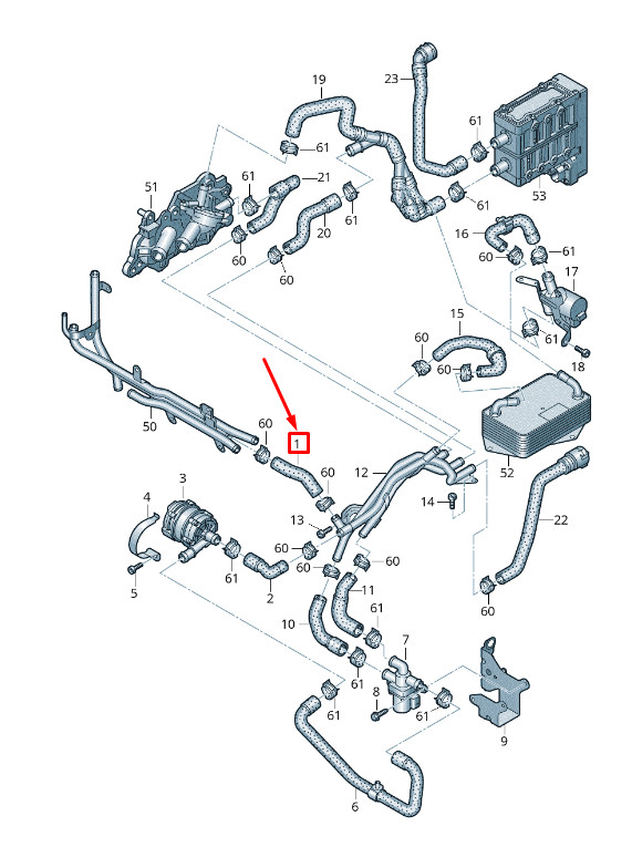 Durite de liquide de refroidissement moteur Audi A3 Sportback 8V 5Q0121073L