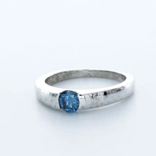 0.51ct Blue VS1 Round Natural Certified Diamond 14k  Solitaire Engagement Ring