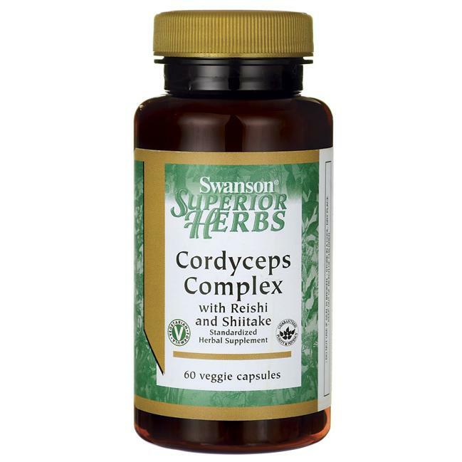 COMPLEJO SWANSON, CORDYCEPS, Setas Reishi Shiitake 60 Veg. Cápsulas SUPER PRECIO