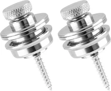 2Pcs Guitar Strap Locks, Silver Metal Flat Round Head 2 Pieces, Gold, 