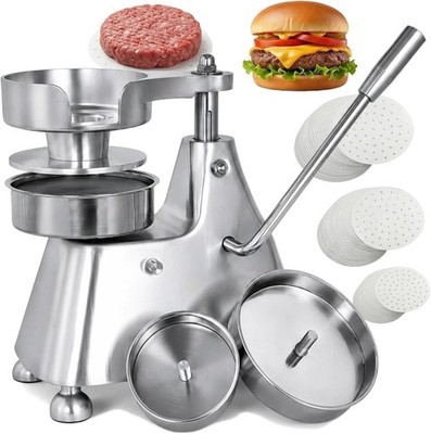 Commercial 3-in-1 Heavy Duty Burger Press Patty Maker,4'',5'',& 6'' Stainless Steel