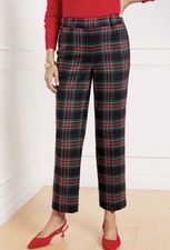 Talbots Wool Blend Hampshire Ankle Tartan Pocket Pants Sz 8P