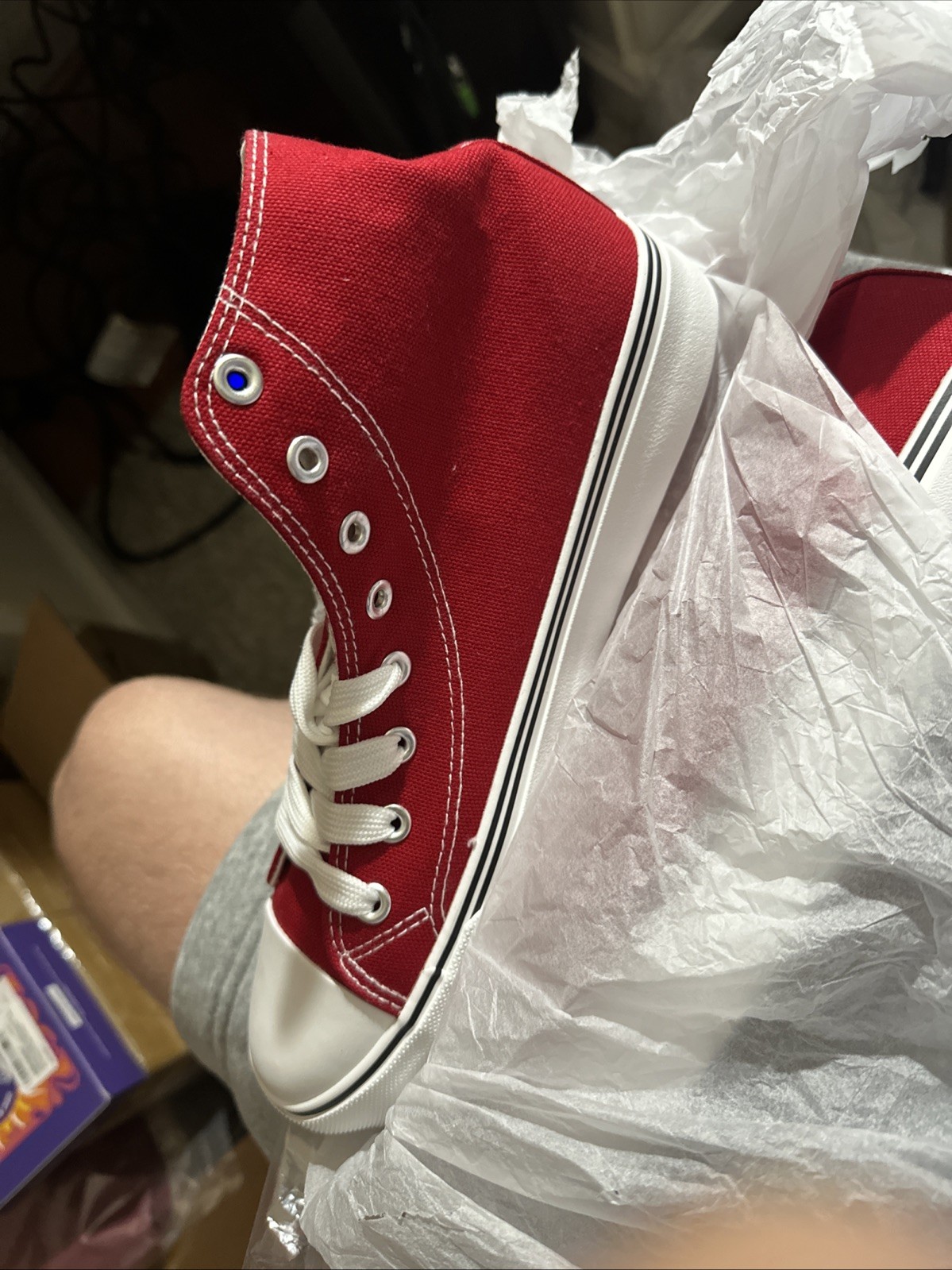 ZGR Womens Canvas Sneakers High Top Lace ups Casual Walking Shoes Red Size 9