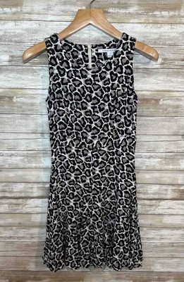 Diane Von Furstenberg Clara Leopard Print A-Line Fit Flare Dress Womens 4