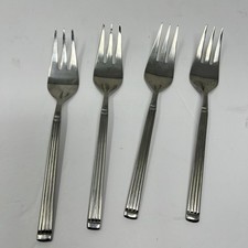 Vintage Estia Olympia Glossy Stainless Lot Of 4  Salad Forks Flatware Korea