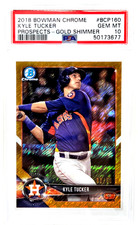 2018 Bowman Chrome GOLD REFRACTOR KYLE TUCKER RC Rookie Card /50 PSA 10 GEM MINT. rookie card picture