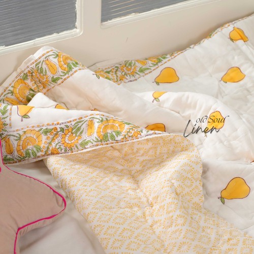 Handmade Cotton Quilt Printed Reversible Bedding Blanket Twin Queen King Throw - Picture 4 of 8