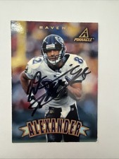 Autographed 1997 Pinnacle - Derrick Alexander 127. Baltimore Ravens, U Michigan