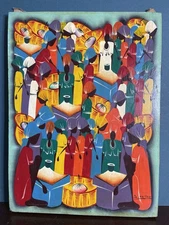 Vtg Haitian Folk Art Painting, “Market Scene”, 1970’s  16”X12” artist Signed