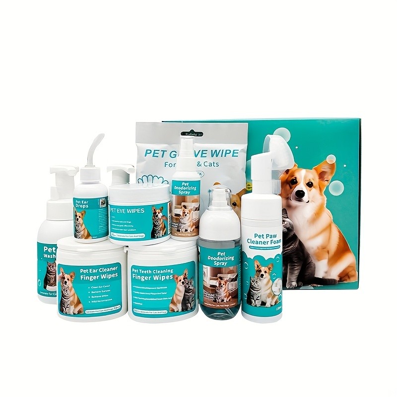 7-in-1 Dog & Cat Essential Pet Care and Cleaning Supplies Set
