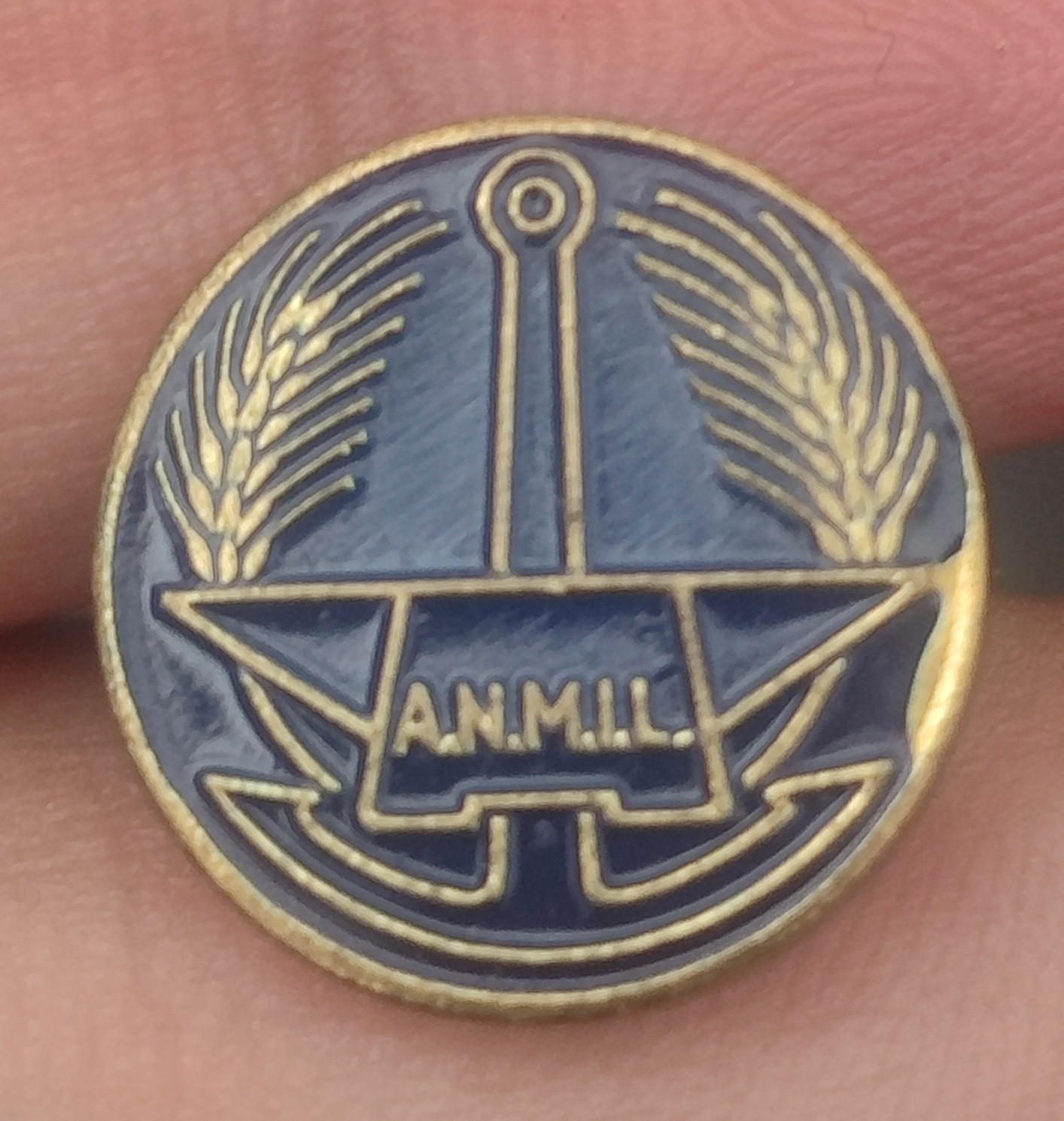 ANTICO DISTINTIVO ANMIL SPILLA SMALTATA ASSOCIAZIONE MUTILATI INVALIDI LAVORO
