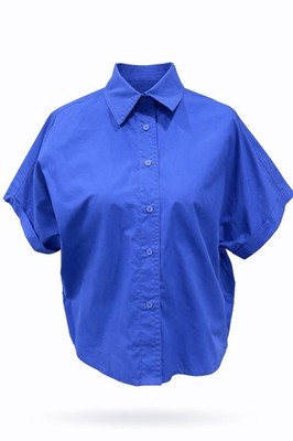 Mango MNG Electric Blue Cotton Collared Shirt Size 4 EUR S NWOT
