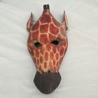 2-Pack Hand Carved Wood Decorative Animal Masks Giraffe Zebra Kenya Painted — photo 2