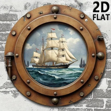 Nautical Porthole Wall Decor Retro Ship Print Sailboat Art For Coastal Home