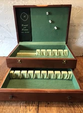 Vintage Large Silverware Flatware Chest  Box w/Drawer-Mohogany Wood