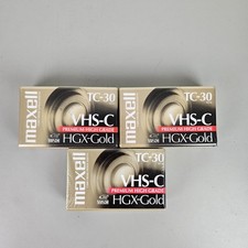 Lot Of 3 Maxell VHS-C HGX-Gold TC-30 Blank Camcorder Video Cassette New In Pack