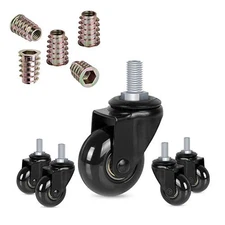  Office Chair Casters with 3/8"-16UNC Threaded Stem Smooth Roller Gaming 2"