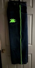 Vintage 90s JNCO Wide Leg Jeans Glow In The Dark 34Wx32L Neon Graffiti Crown USA