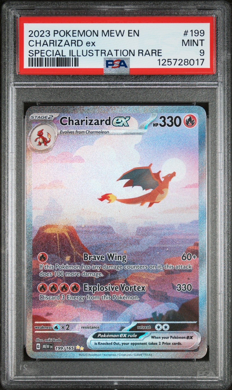 2023 POKEMON MEW EN-151 SPECIAL ILLUSTRATION RARE #199 CHARIZARD EX PSA 9