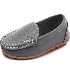 Toddler Little Kid Boys Girls Soft Slip On Loafers Dress Flat Shoes Graysize28EU