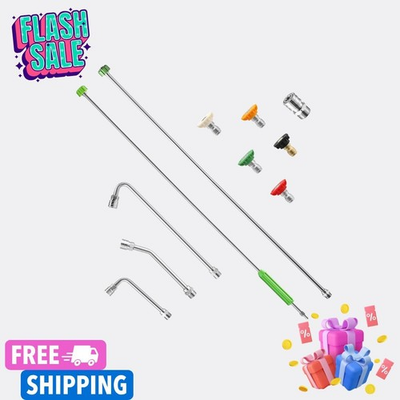 #ad 120” Pressure Washer Extension Wand with Curved Rods amp; 5 Nozzles $33.99