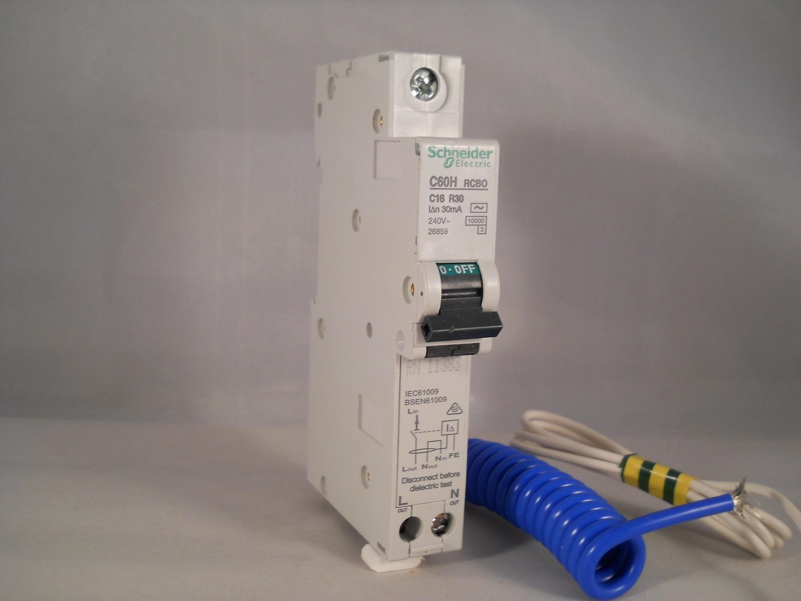 Schneider RCBO 16 Amp 30mA Type C 16A C60H Multi9 C60HC16R30 Merlin Gerin 26859