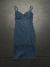 Windsor Navy Bodycon Midi Dress Strappy Sleeveless Zip Size L Solid
