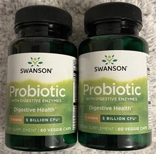Swanson Probiotic with Digestive Enzymes 5 Billion CFU 2X 60 Veggie Capsule