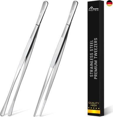  Hotec Barbecue Tongs Stainless Steel Long 30 cm Kitchen Cooking Tweezers 