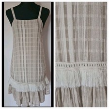 Gypsy Indikah Cotton Cream Tasselled Strappy Womens Mini Dress 6👇check Fit 8