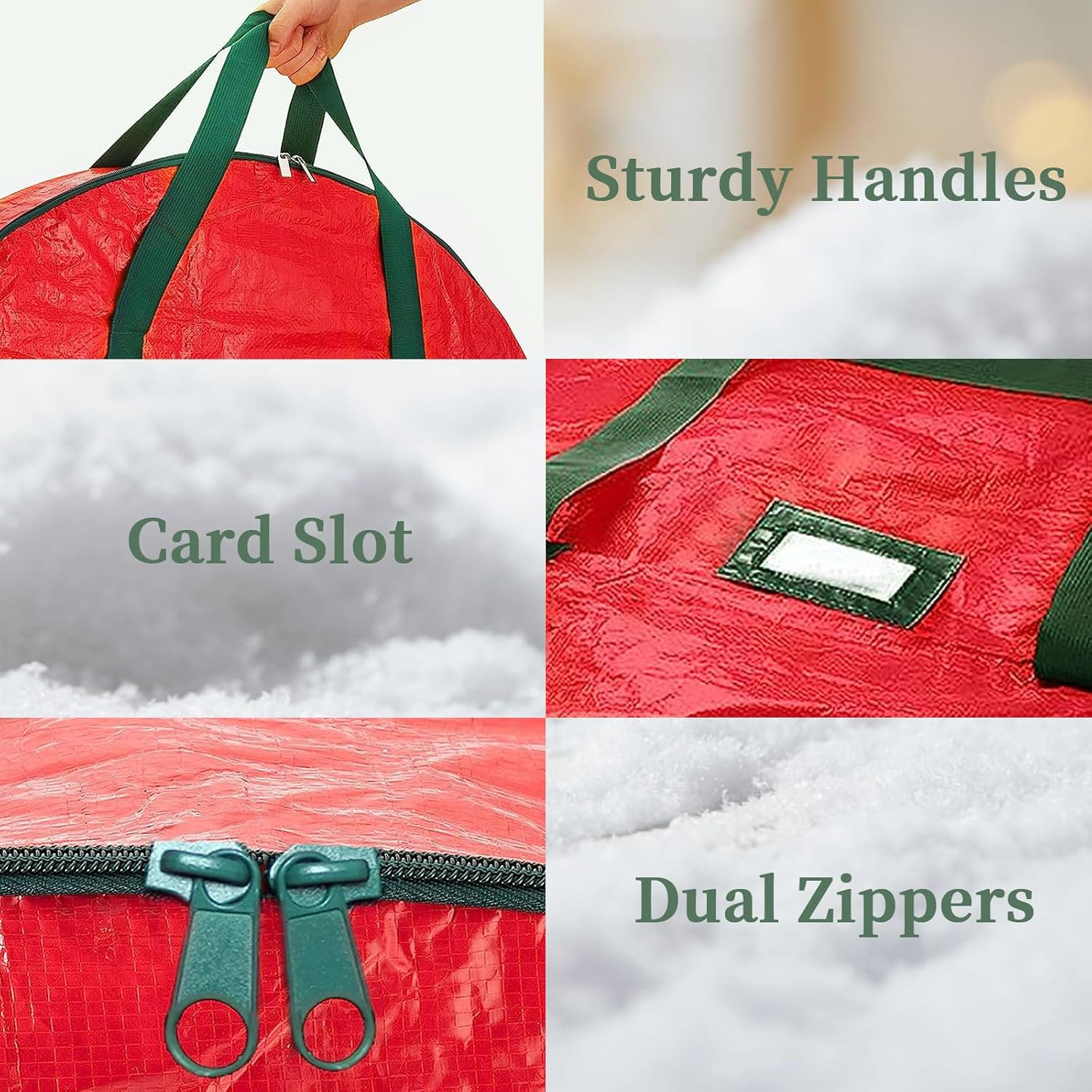 Christmas Wreath Storage Bag 24 Inch - 2 Pack Christmas Wreath Garland Storage C