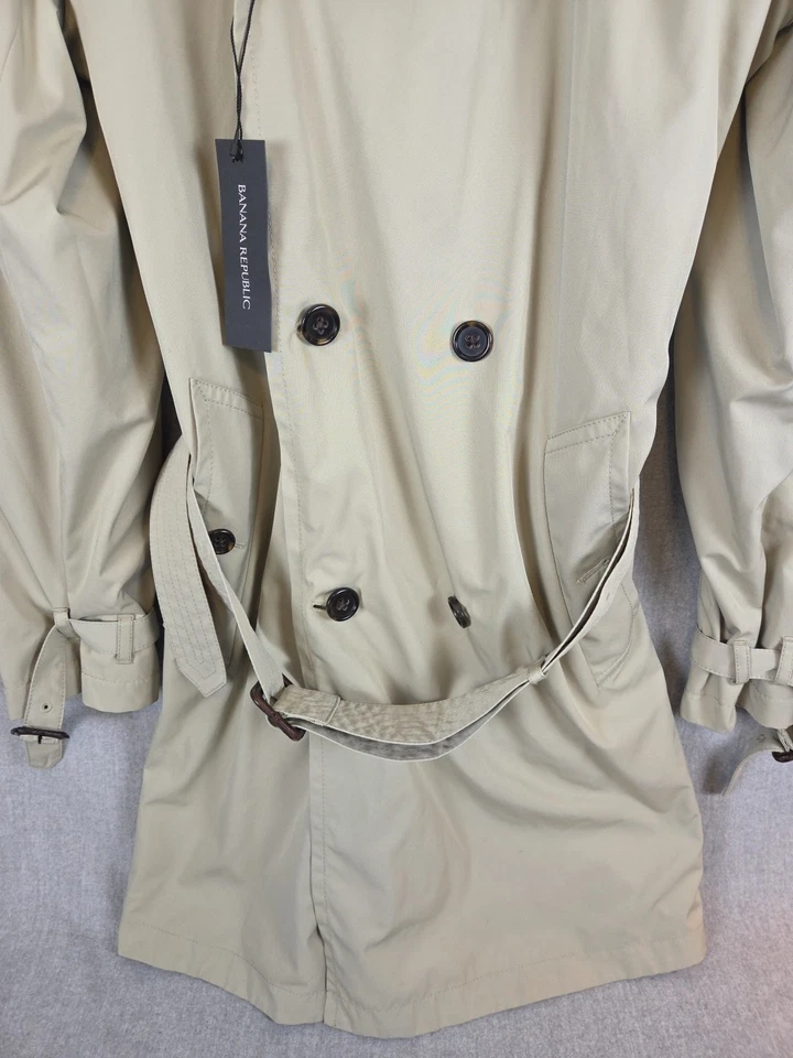 Banana Republic Mens M Trench Belted Coat Tan Double Breasted Career Office NEW - Image 4 of 4