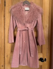 Charlotte Simone Archive Sample Pink Corduroy 'Connie' Shearling Collar Coat XS