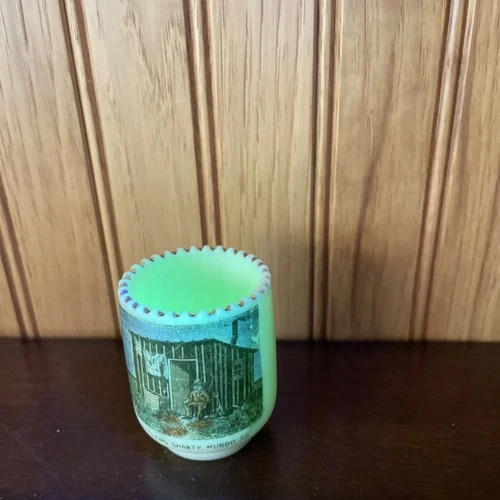 Vintage Uranium Milk Glass Souvenir Toothpick Holder