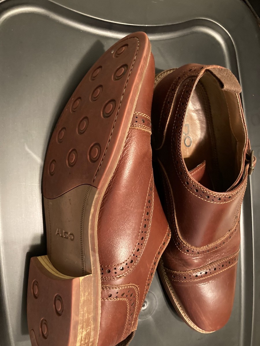 Aldo Frilidia Men\'s Monk Strap Wingtip Brown Leather Oxford Dress Shoes Sz 9 Aldo Frilidia Men main image 3