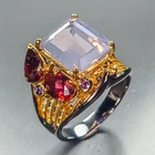 Luxury jewelry Natural Lavender Quartz Ring 925 Sterling Silver Size 8 /R467993