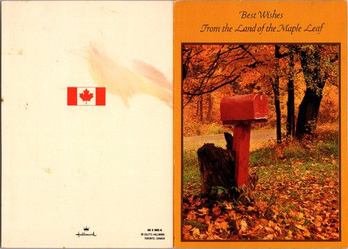 Vintage Hallmark Canada Best Wishes Land of the Maple Leaf Mailbox Greeting Card