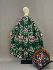 Uzbek ikat chapan/Cotton jacket/Boho ikat coat/Ethnic abaya cape/Tribal kimono