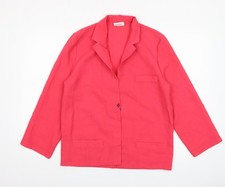 Jacques Vert Women's Red Linen-Look Blazer UK 12 Single-Breasted Jacket