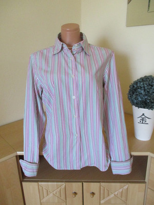 Marc O`Polo Damen Bluse Gr. 42 mehrfarbig gestreift langarm Baumwolle