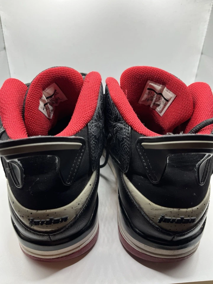 Tênis Nike Air Jordan Dub-Zero Bred preto cimento fogo vermelho branco tamanho 10.5 - Imagem 3 de 4