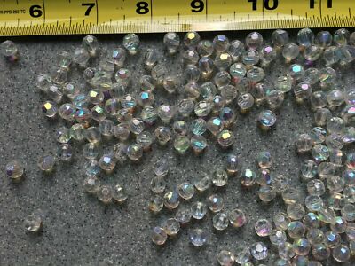 500 Aurora Borealis 7MM Vintage Cut Glass Crystal Rosary, Jewelry Beads AB