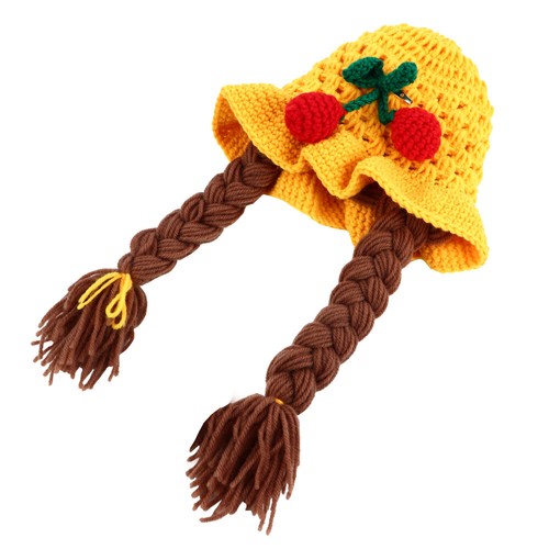 Red Yarn Girls' Twist Hat Child Baby Earmuff Beanie Knitted Cap Winter