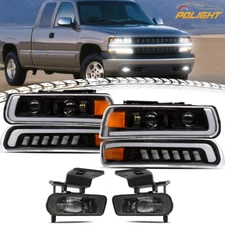 Z-OFFROAD LED Headlights Fog Light Combo For Chevy Tahoe 00-06 Silverado 99-02