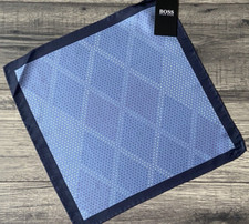 Image of HUGO BOSS SILK POCKET SQUARE ALL OVER MICRO LOGO MADE IN ITALY BNWT