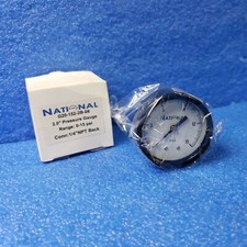 National Air Pressure Utility Gauge 0-15 PSI 2" Face Back Mount 1/4"NPT