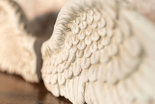 Angel Wings Ornament Set Fairy Feathered Home Silver White Decorations Grave - Picture 12 of 23