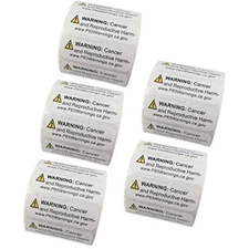 2500 Count California Proposition 65 Warning Labels Short Form 5 Rolls 1/2x1-1/2