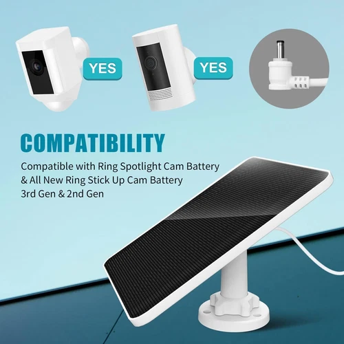 10ft cable-7W-5V Solar Panel Charger for Ring Camera Spotlight & Stick Up Cam - Picture 10 of 41